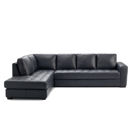 bellini sectional in blue top grain leather new