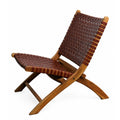 kara folding chair in brown top grain leather floor