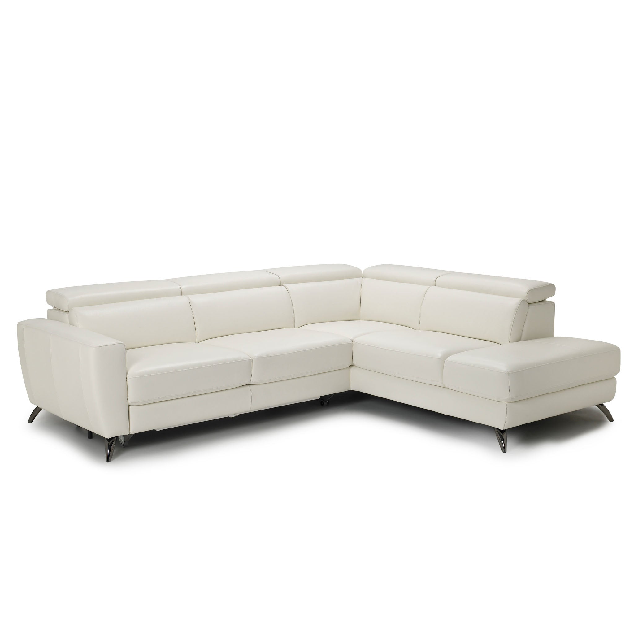 stelvio sectional in white top grain leather floor