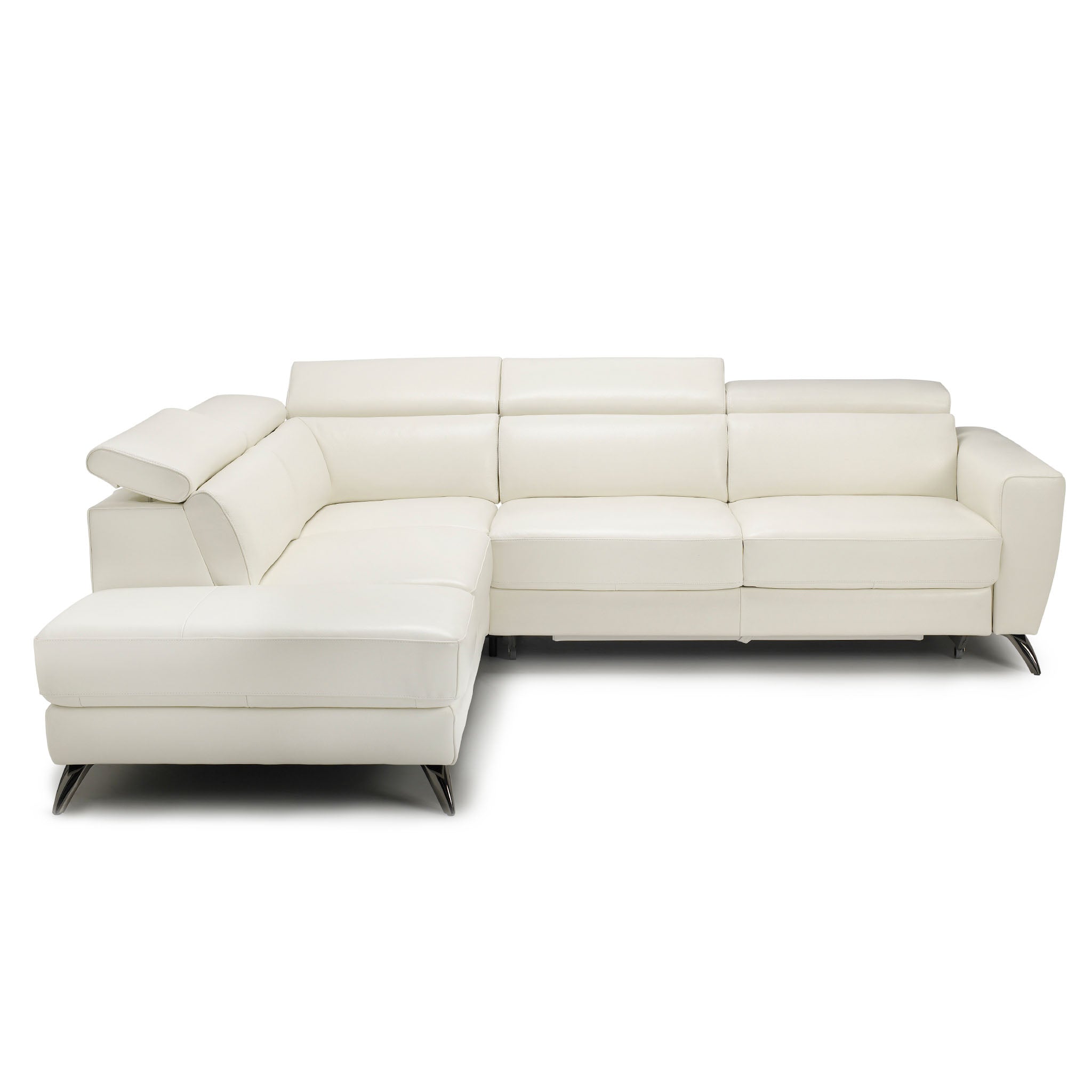 stelvio left facing sectional in grey top grain leather floor