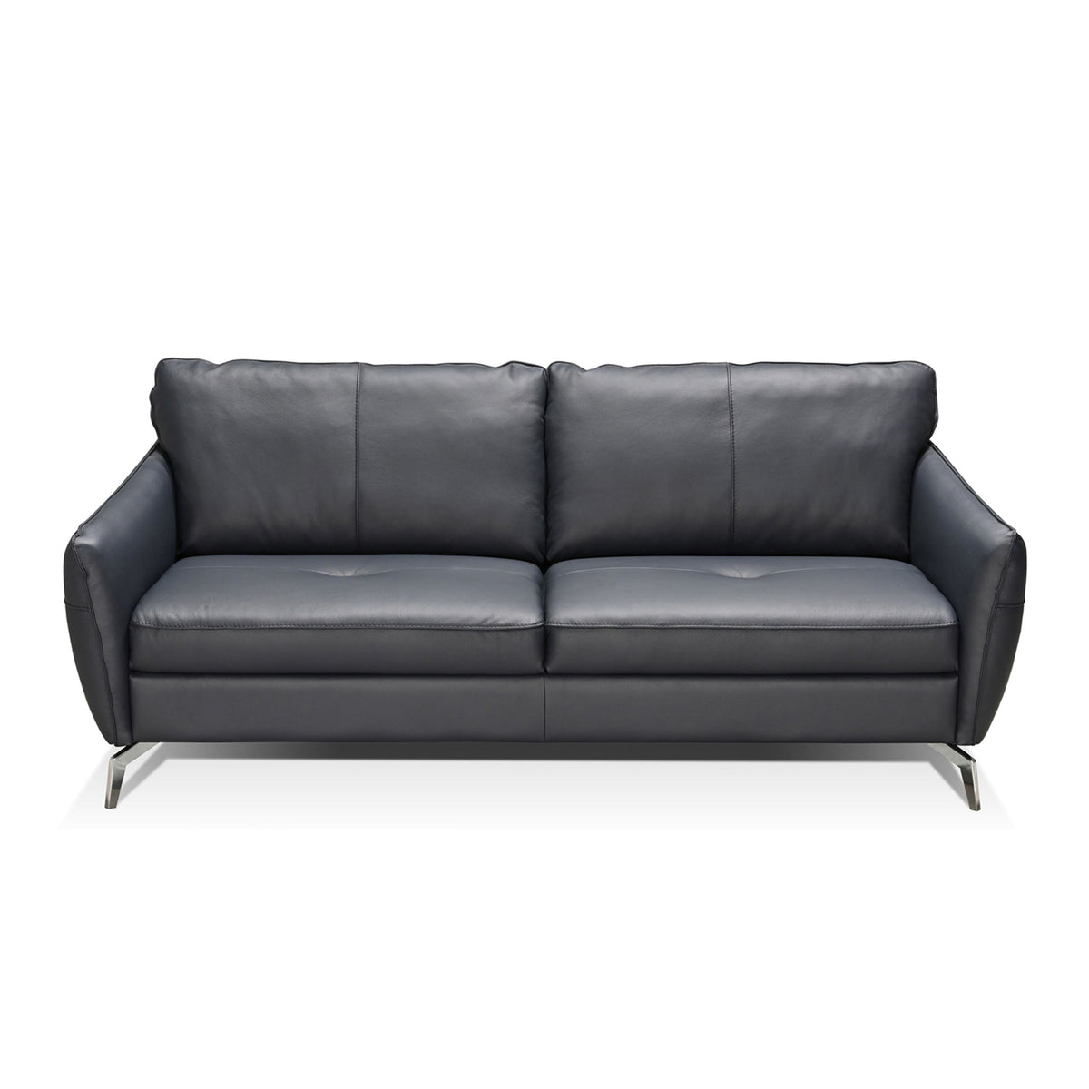 solar loveseat in blue top grain leather floor