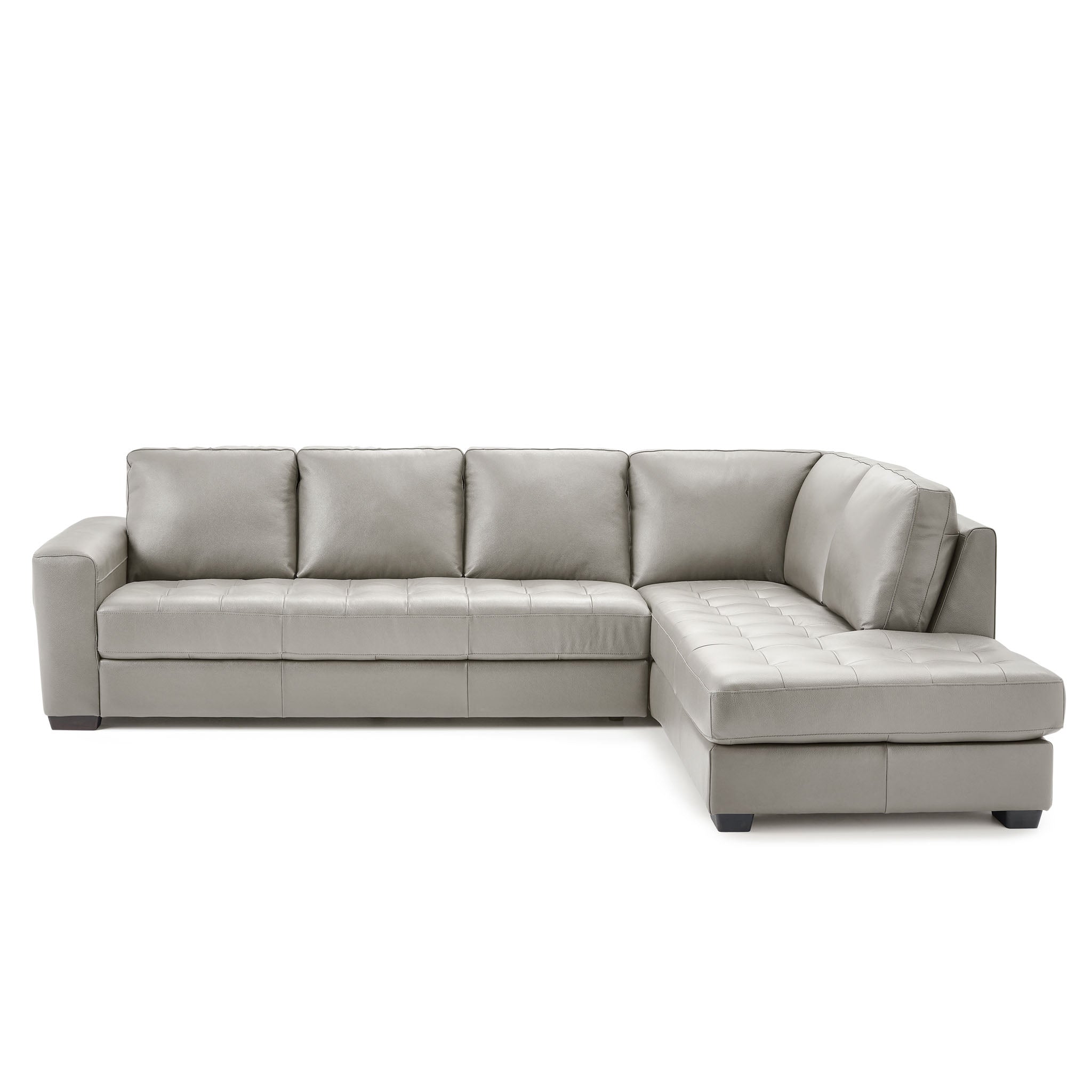 bellini sectional in grey top grain leather floor
