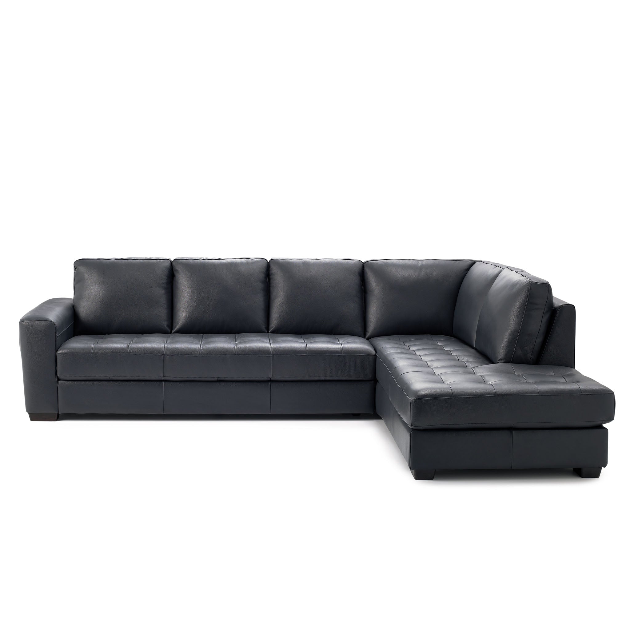 bellini sectional in blue top grain leather new