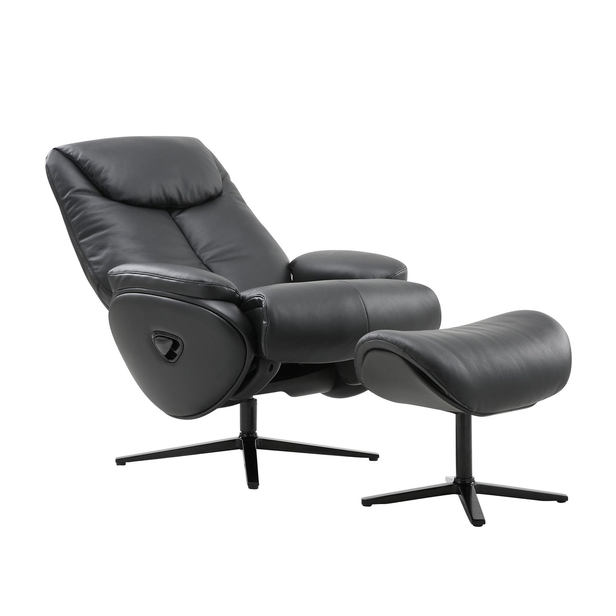 choco recliner in black top grain leather floor