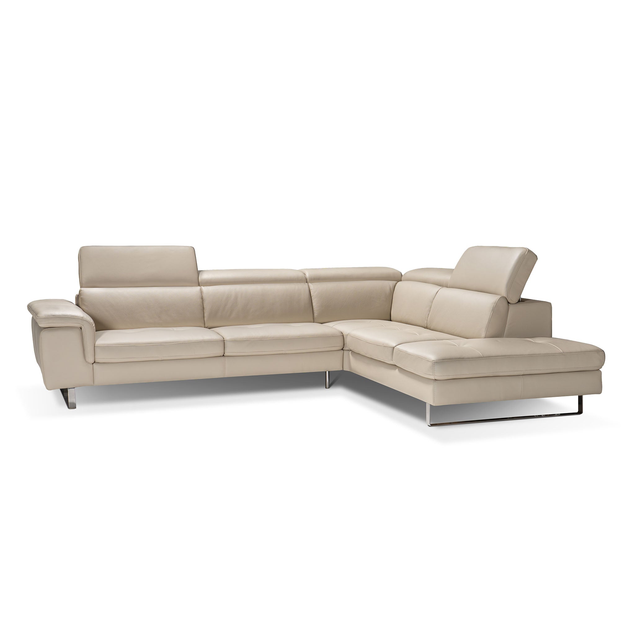 emma sectional in beige top grain leather new
