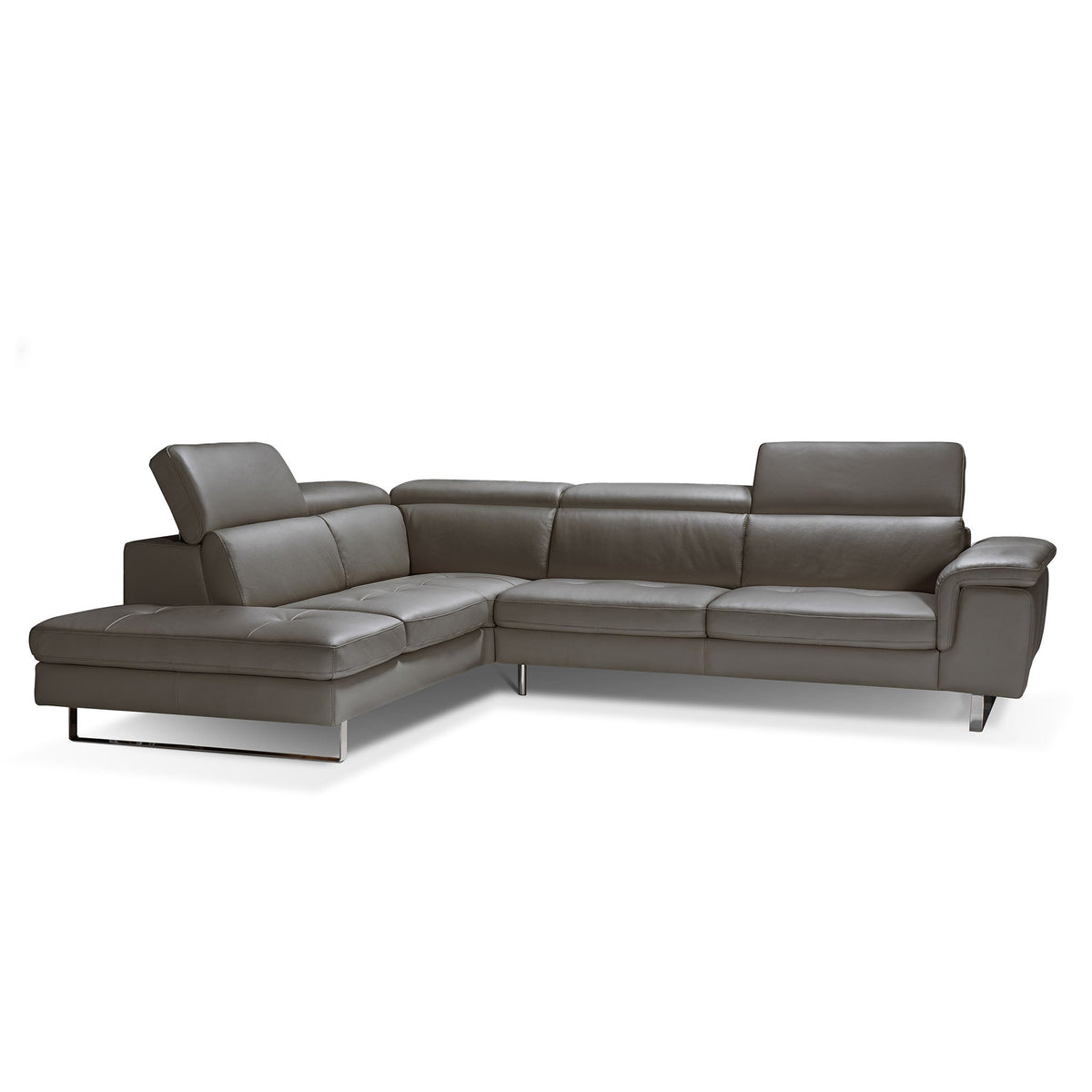 emma sectional in grey top grain leather new