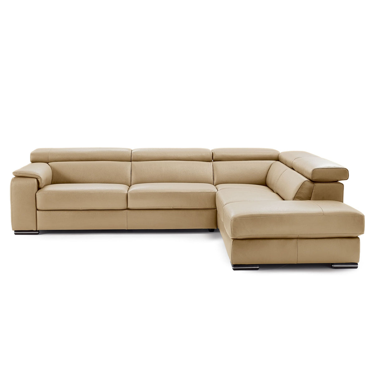 magnum sectional in beige top grain leather new