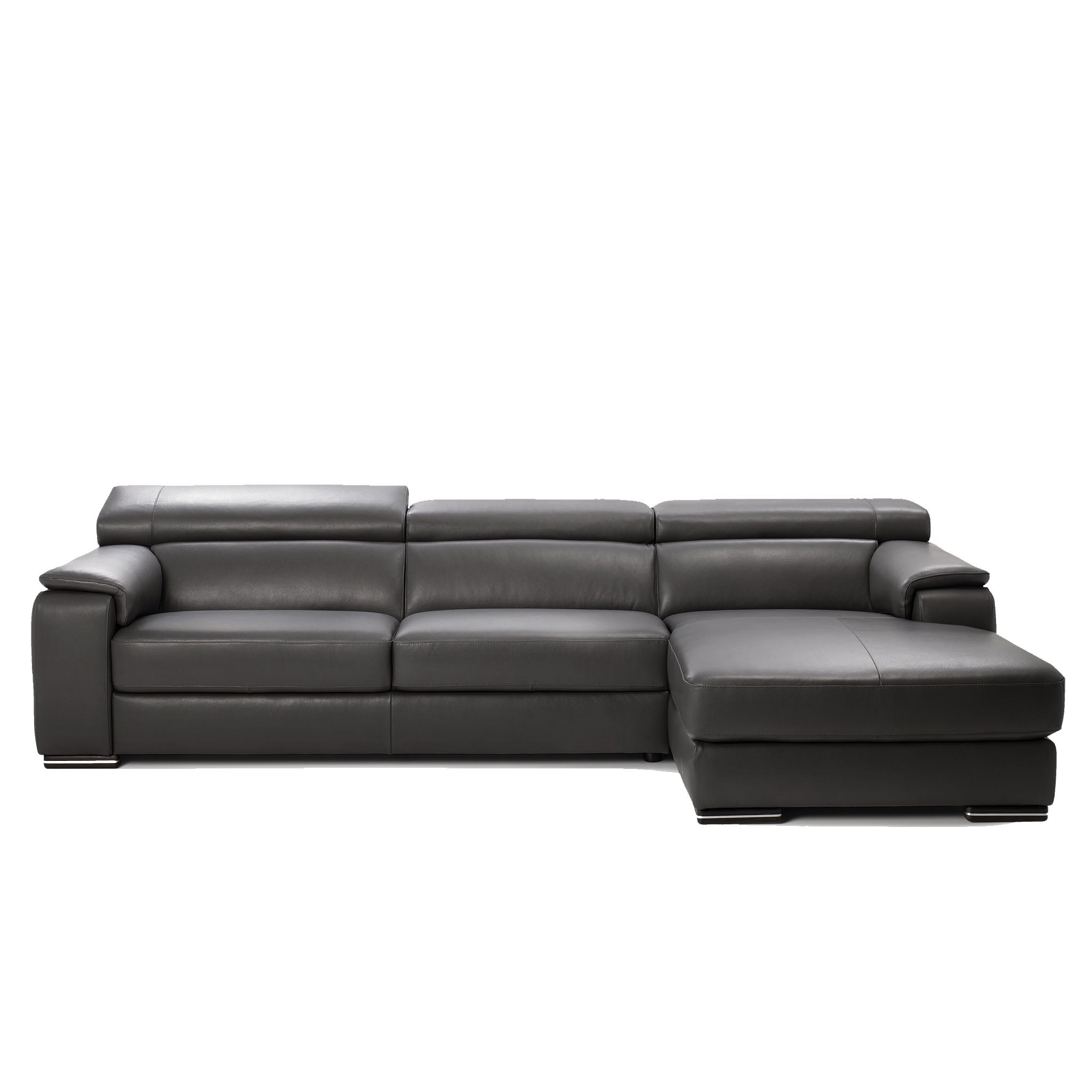 magnum sectional in grey top grain leather new
