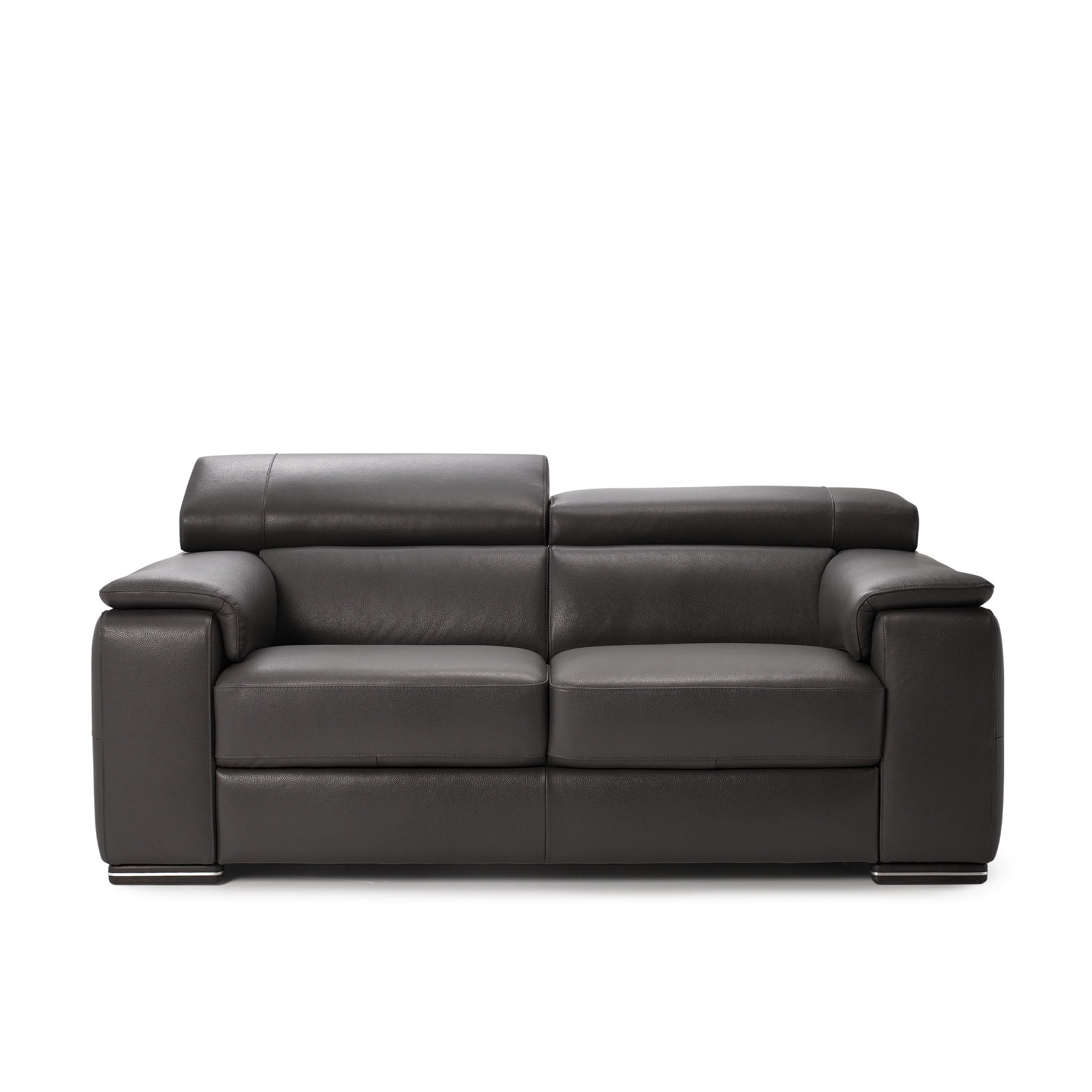 magnum loveseat in grey top grain leather floor