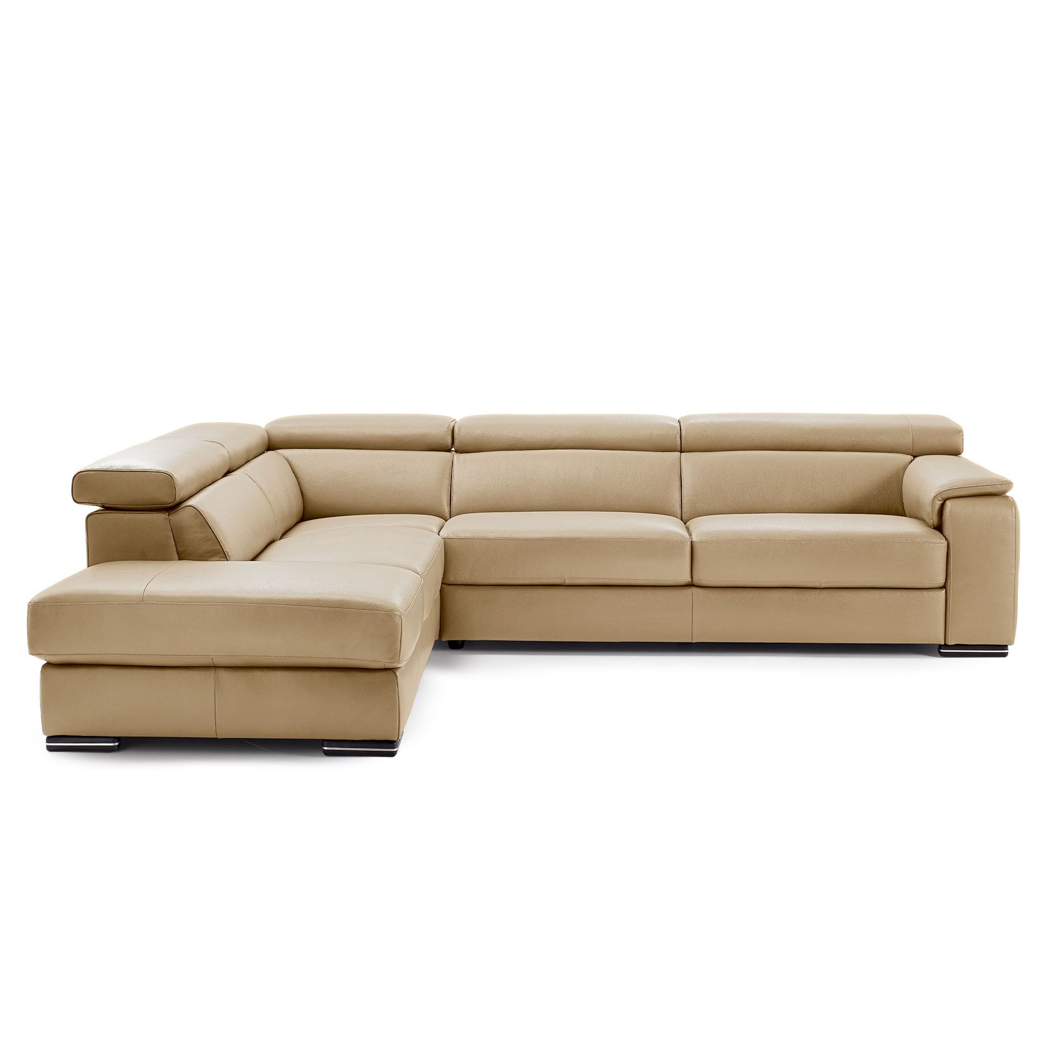 magnum sectional in beige top grain leather floor