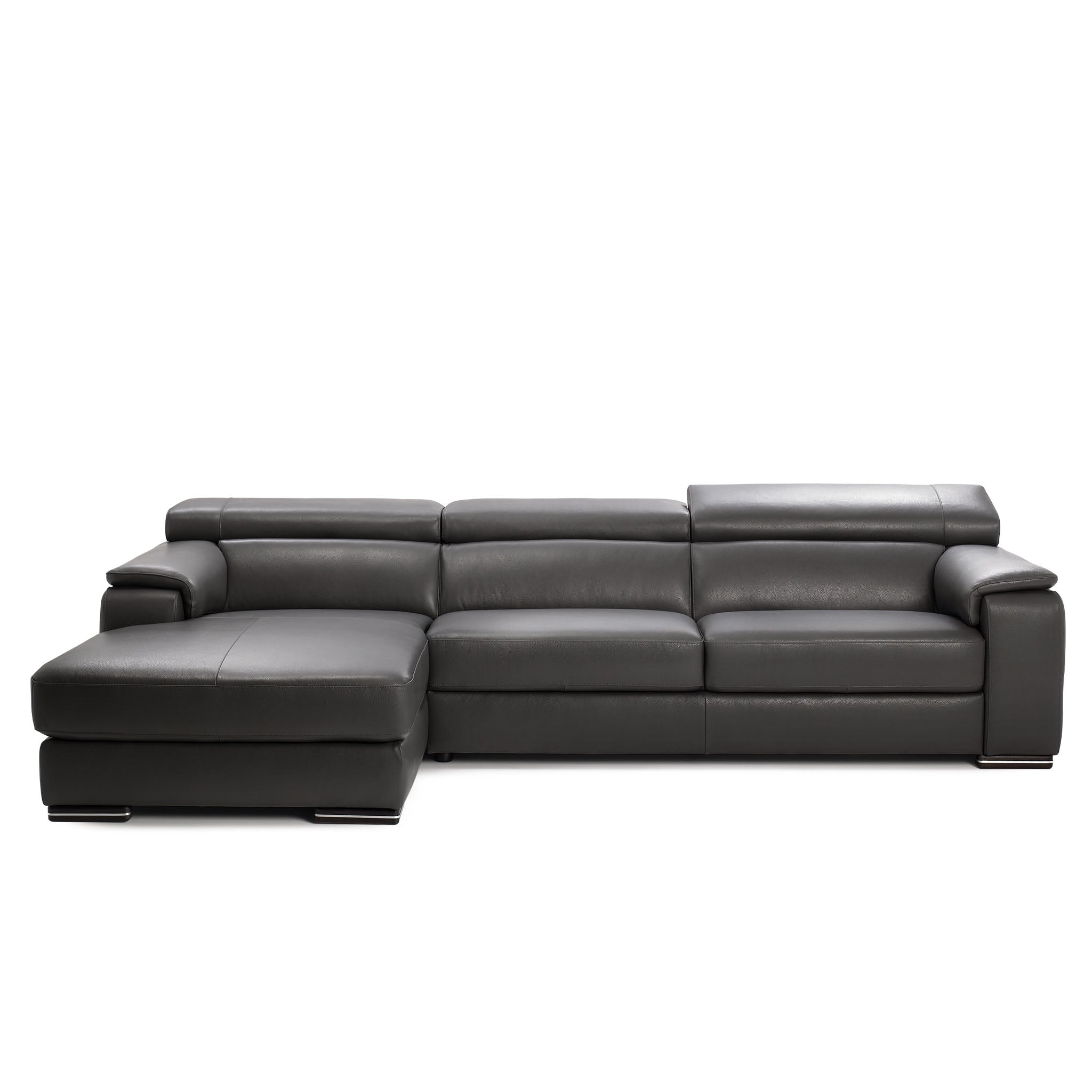 magnum sectional in grey top grain leather new