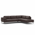 manhattan sectional in brown top grain leather floor