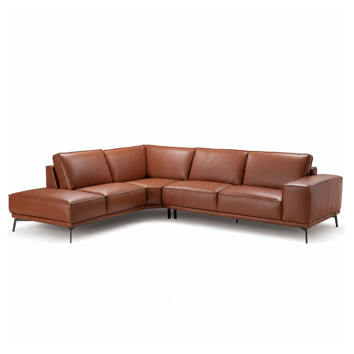 manhattan sectional in cognac top grain leather new