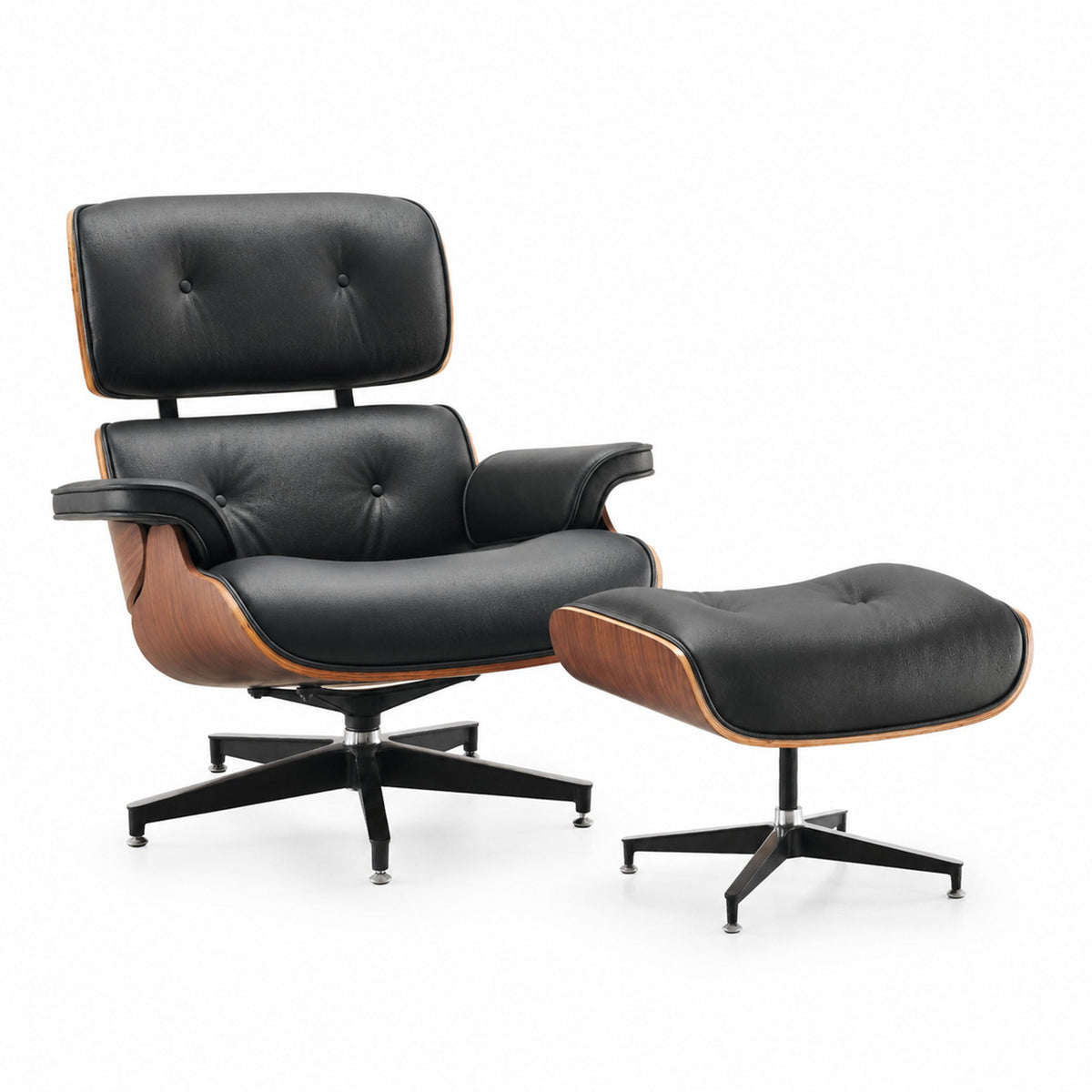 marlow recliner with ottoman in black top grain leather new