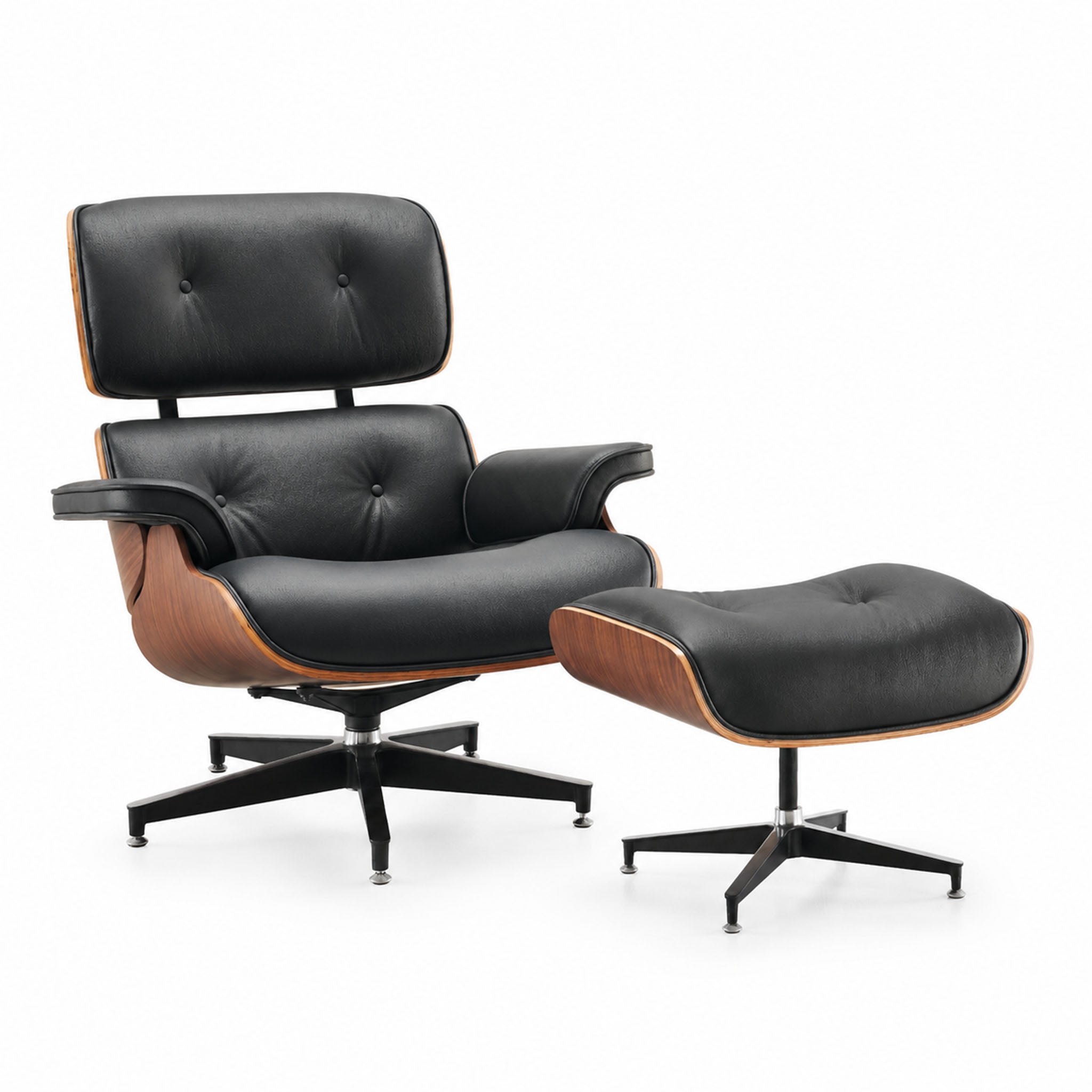 marlow recliner with ottoman in black top grain leather floor