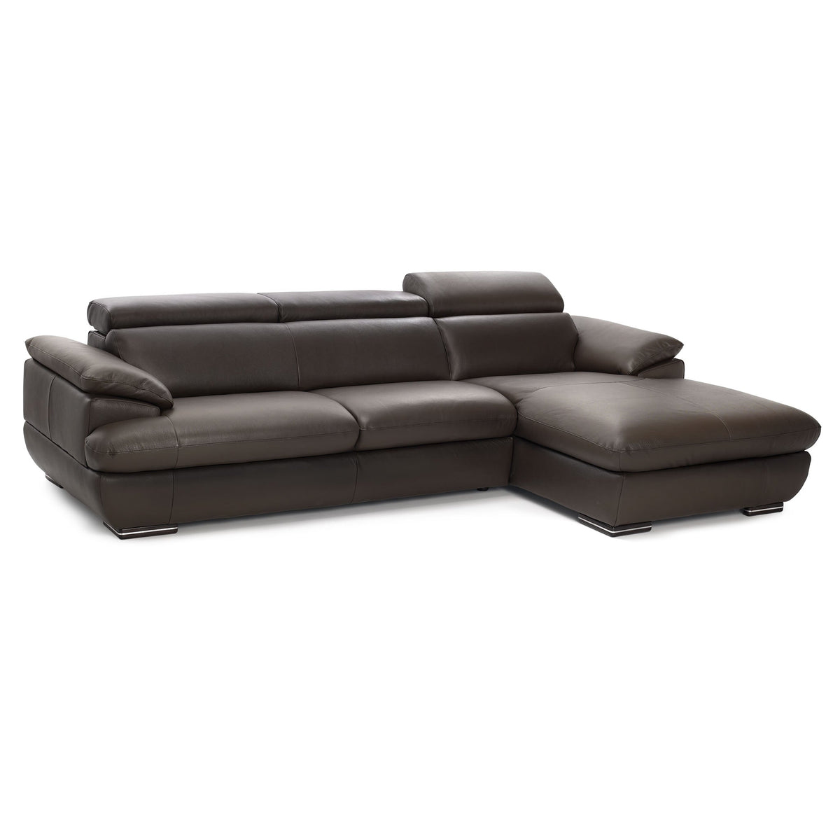 monza sectional in brown top grain leather new