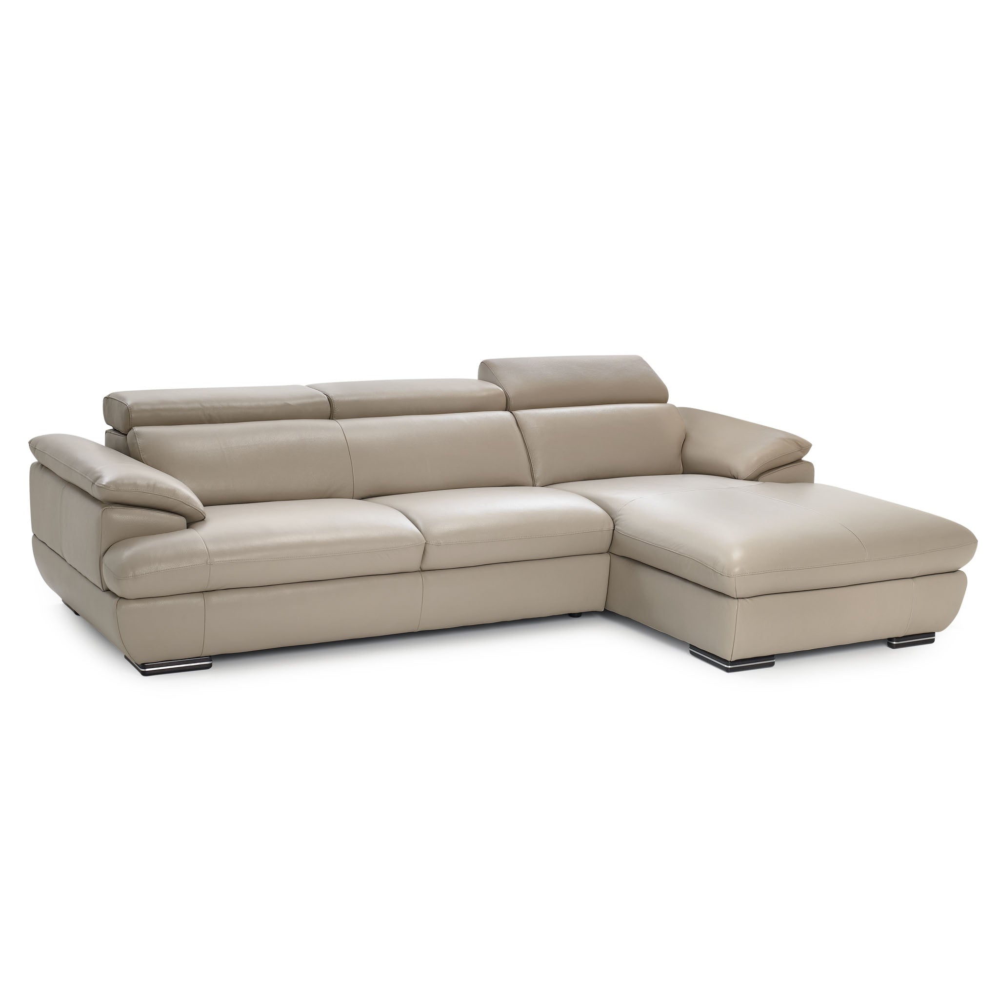 monza sectional in beige top grain leather floor