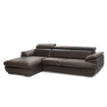 monza sectional in brown top grain leather floor