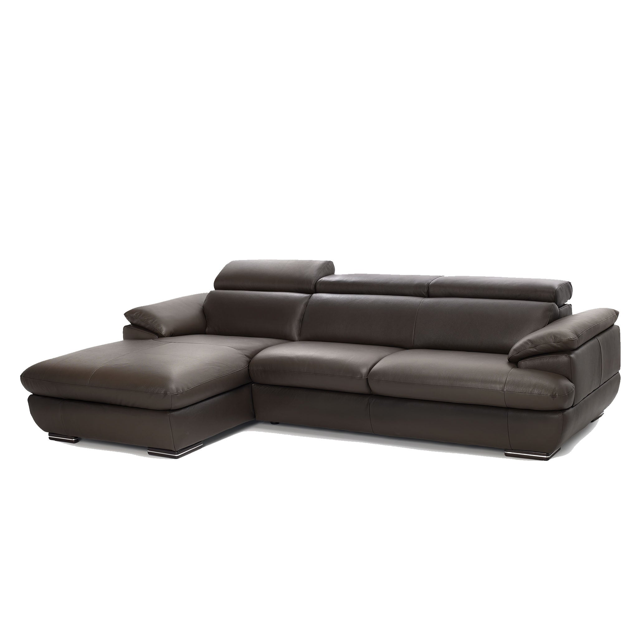 monza sectional in brown top grain leather new