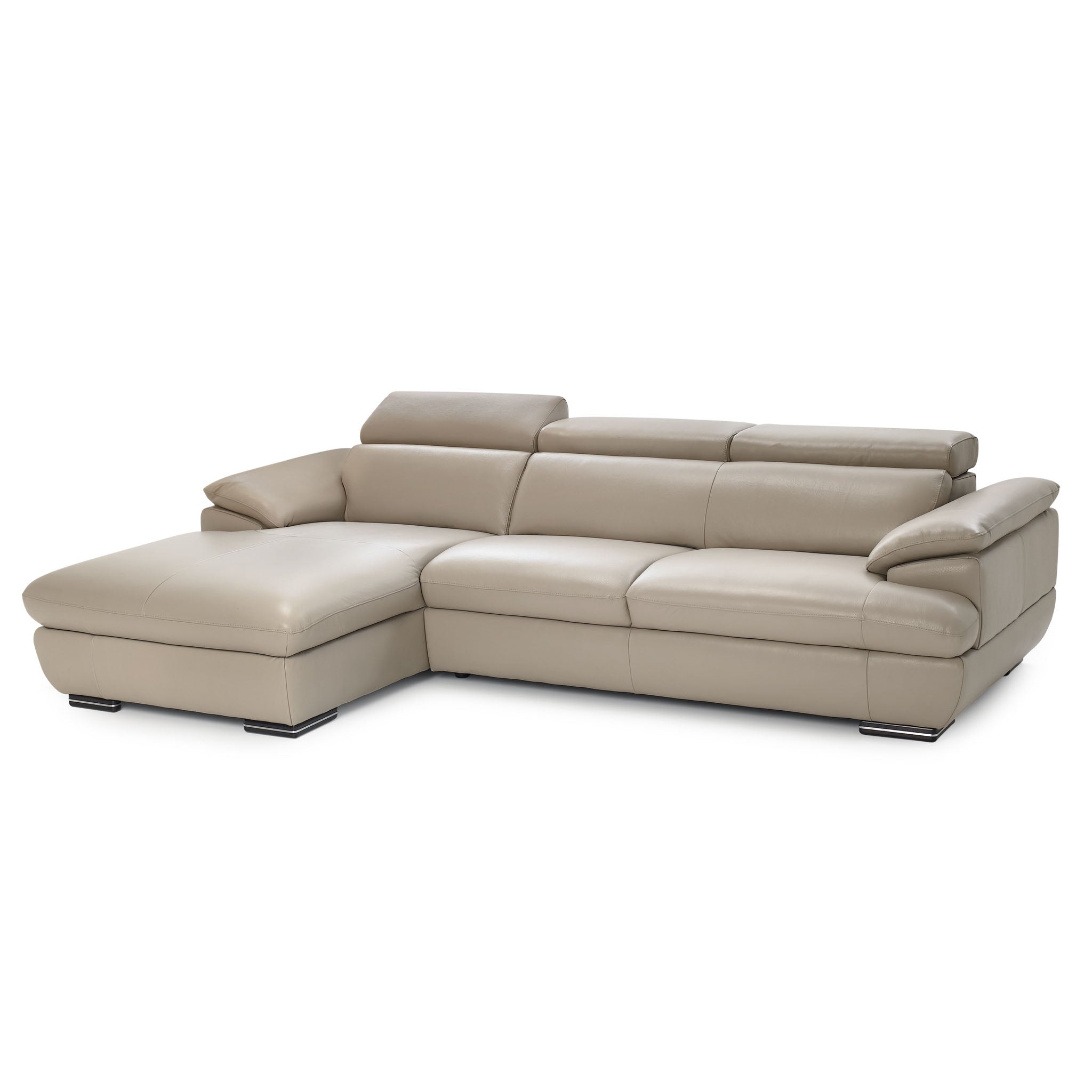 monza sectional in beige top grain leather floor