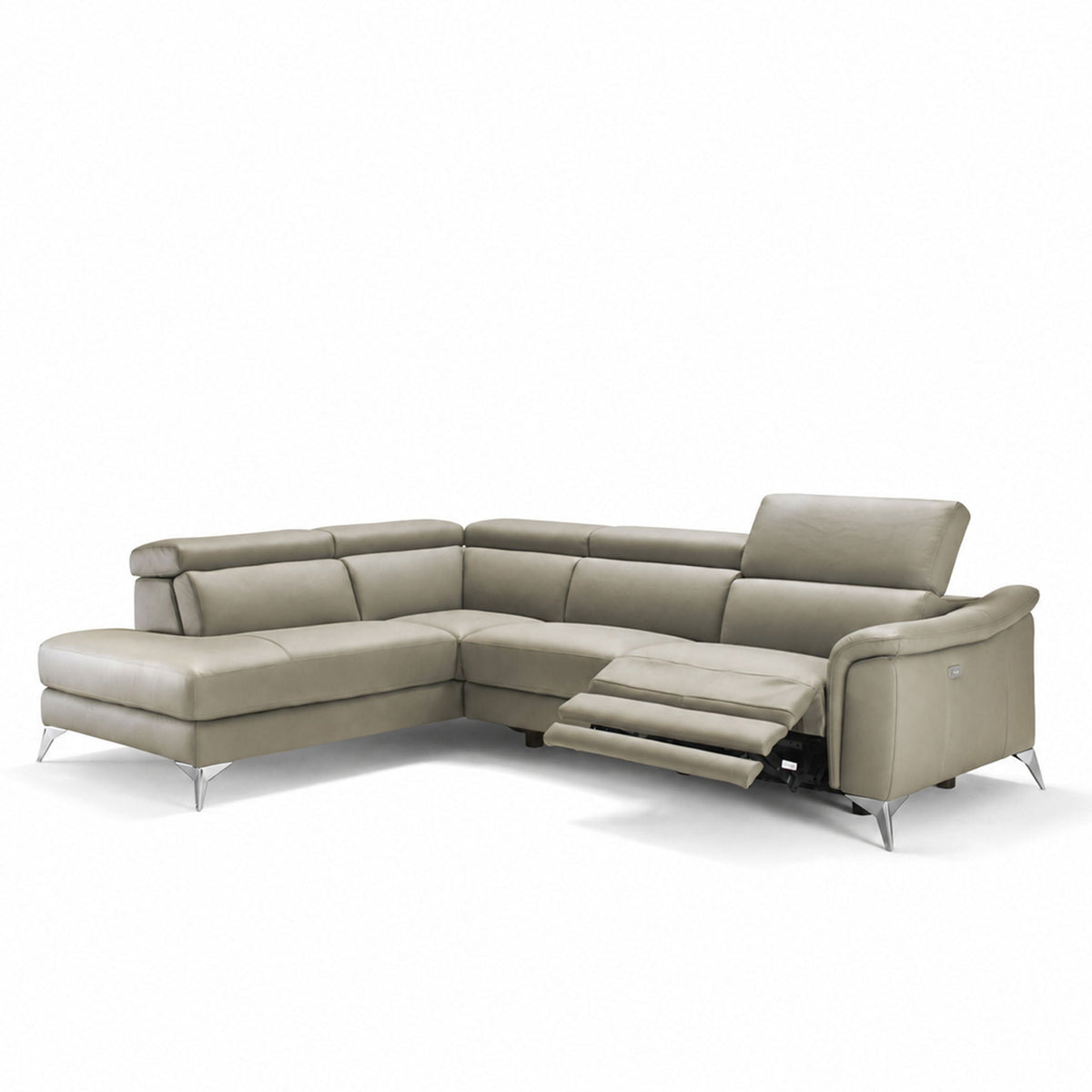 montecarlo sectional in taupe top grain leather floor