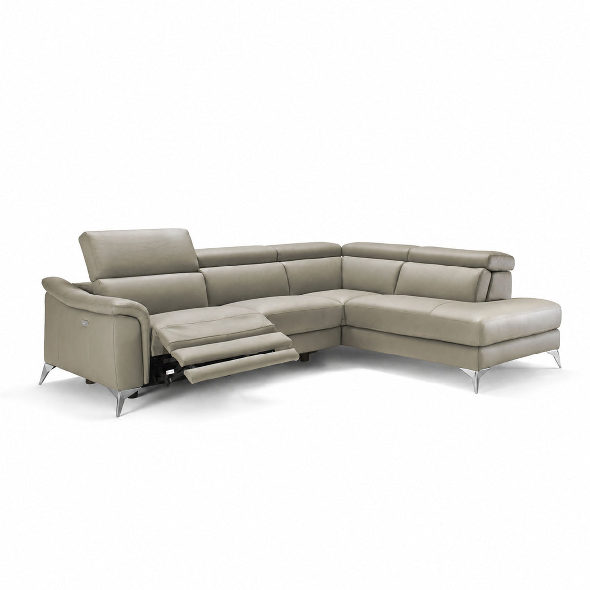 montecarlo sectional in taupe top grain leather floor