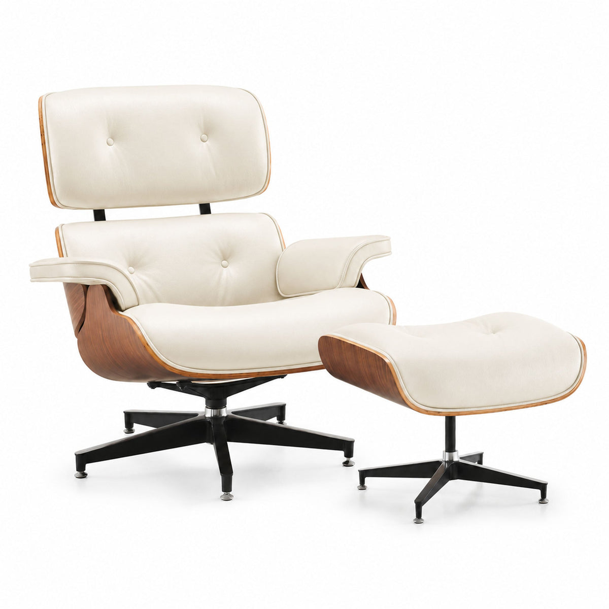 marlow recliner with ottoman in white top grain leather floor