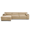 magnum sectional in beige top grain leather new