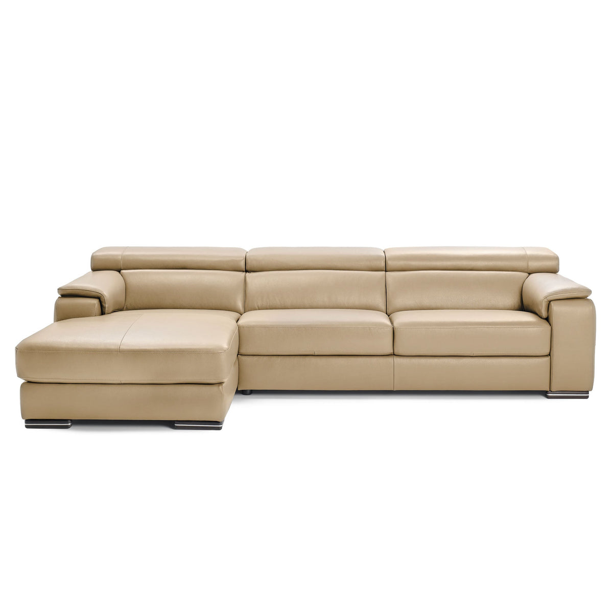 magnum sectional in beige top grain leather new