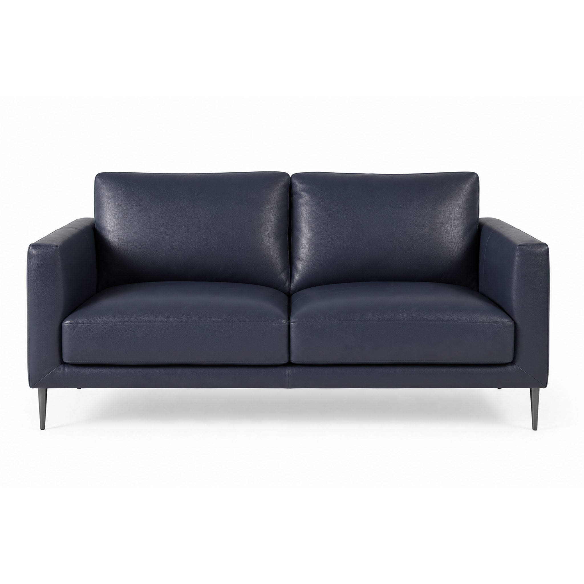 linea loveseat in blue top grain leather floor