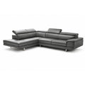 florida sectional in grey top grain leather floor