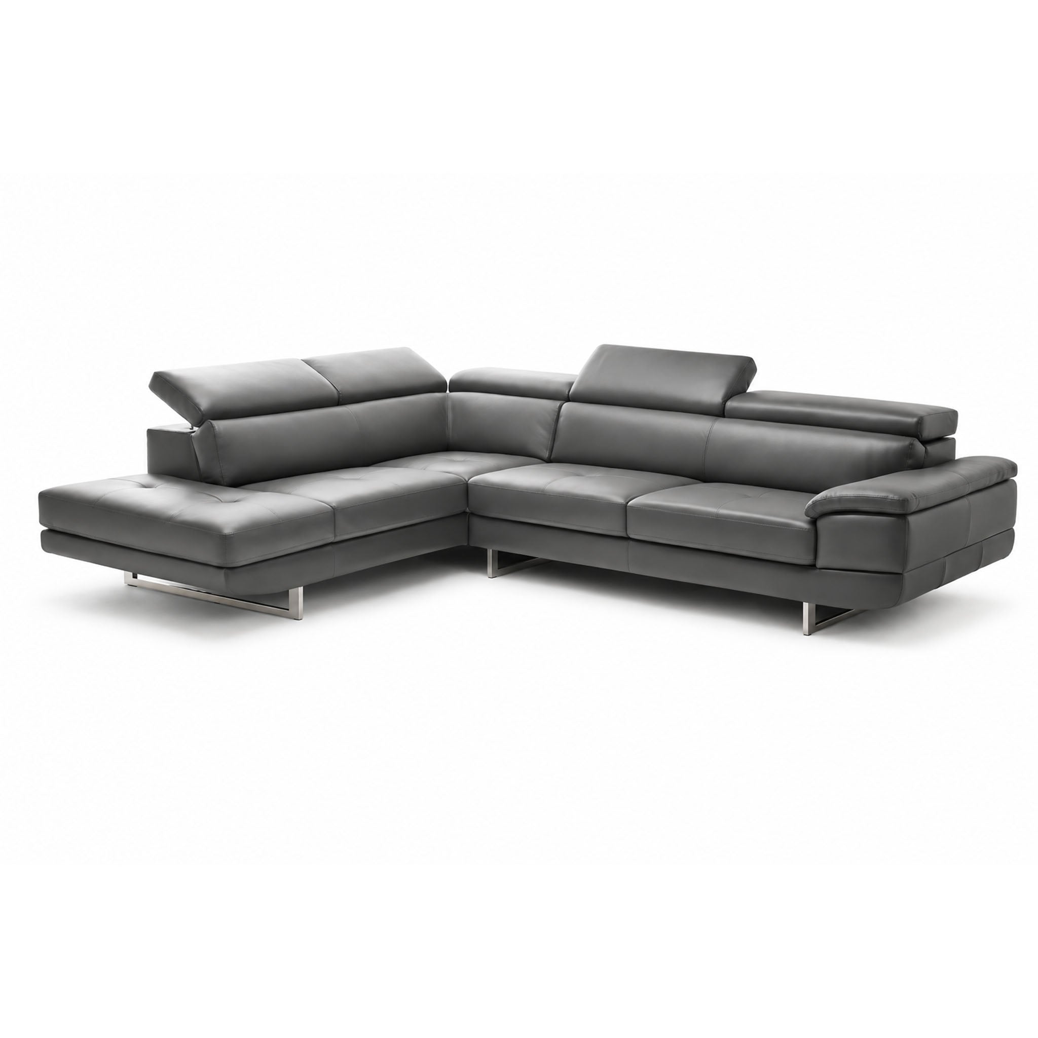 florida sectional in grey top grain leather floor