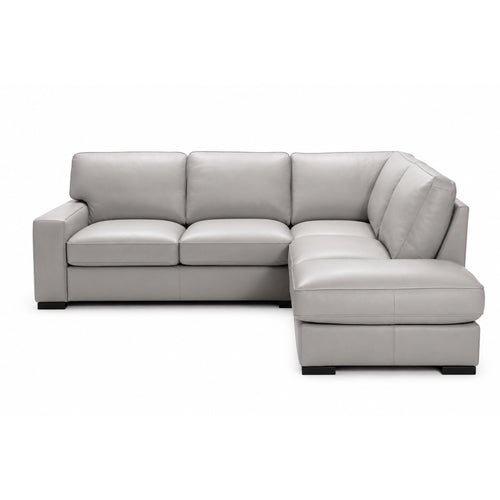 aria sectional in grey top grain leather new