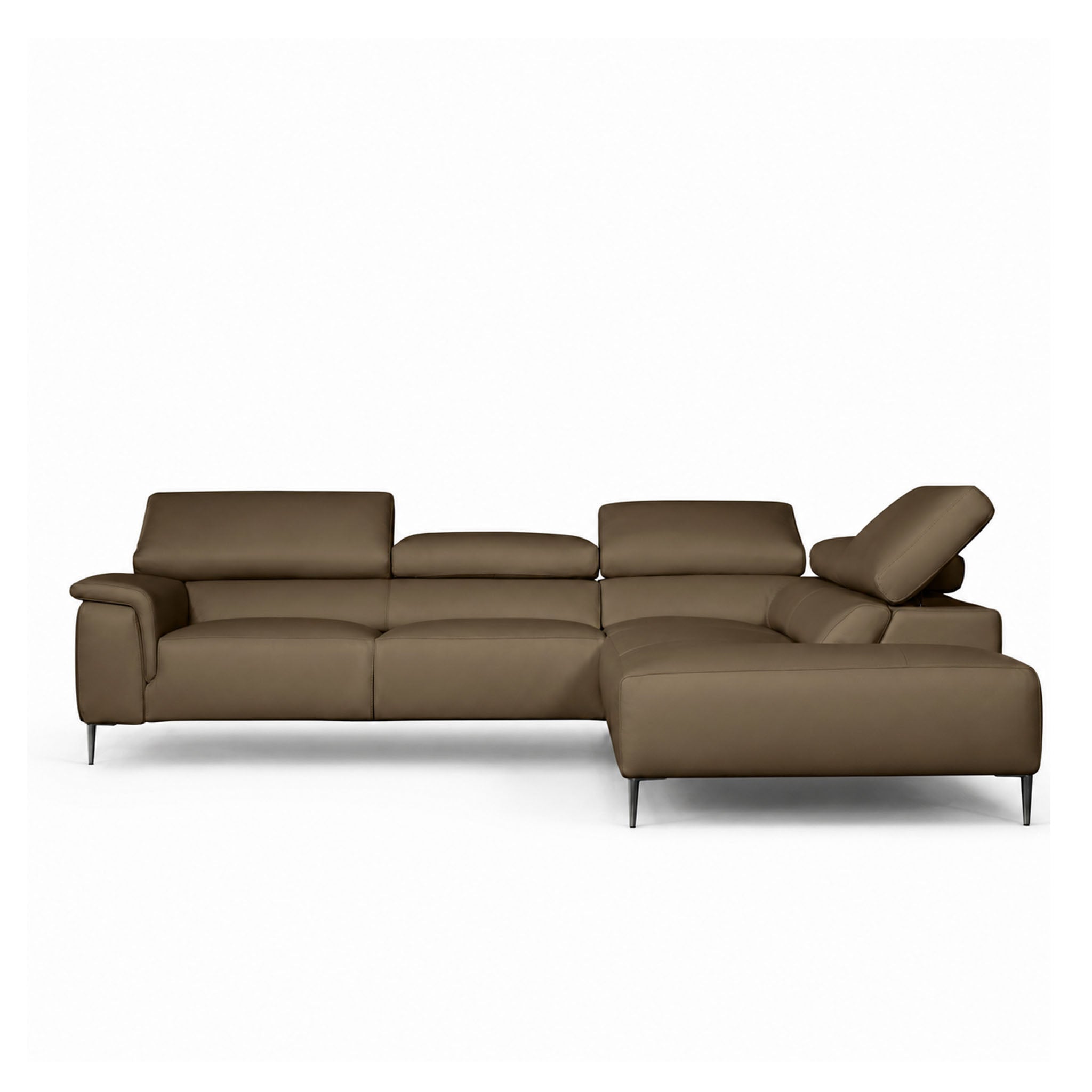 volo sectional in taupe top grain leather floor