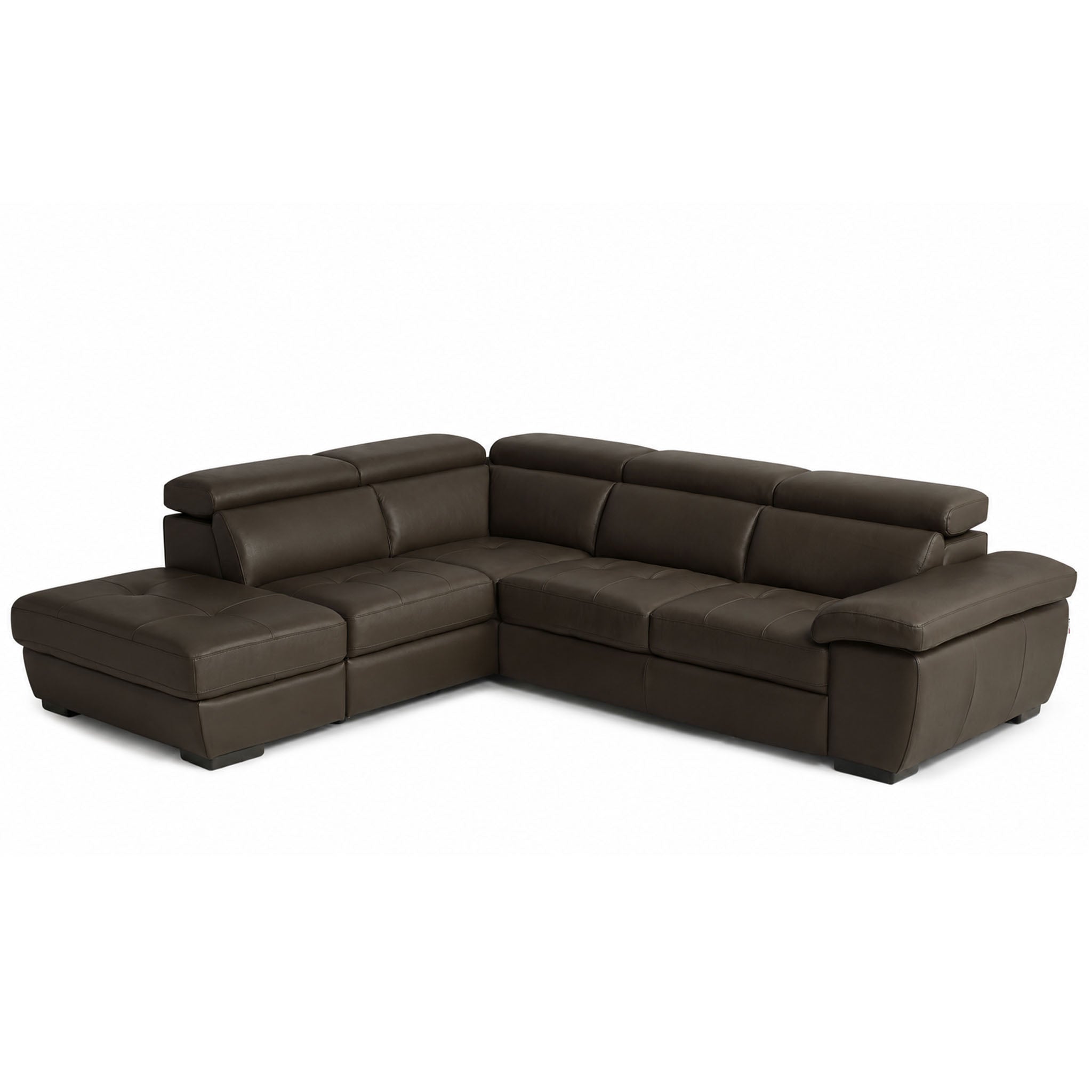 viola sectional in brown top grain leather new