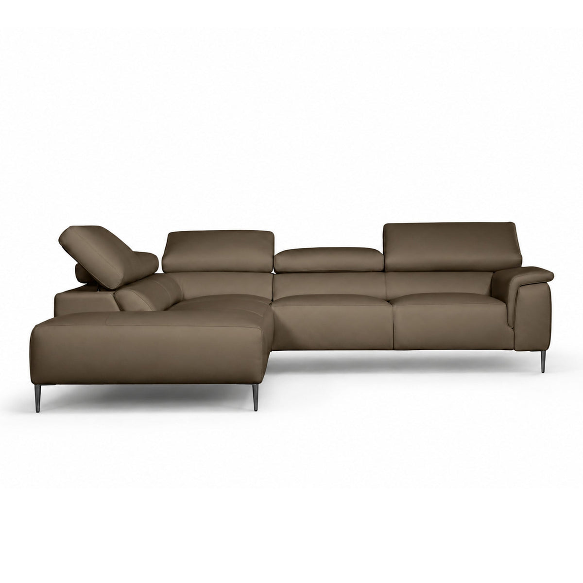 volo sectional in taupe top grain leather floor