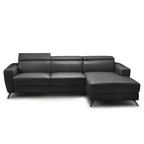 stelvio right facing chaise in grey top grain leather floor