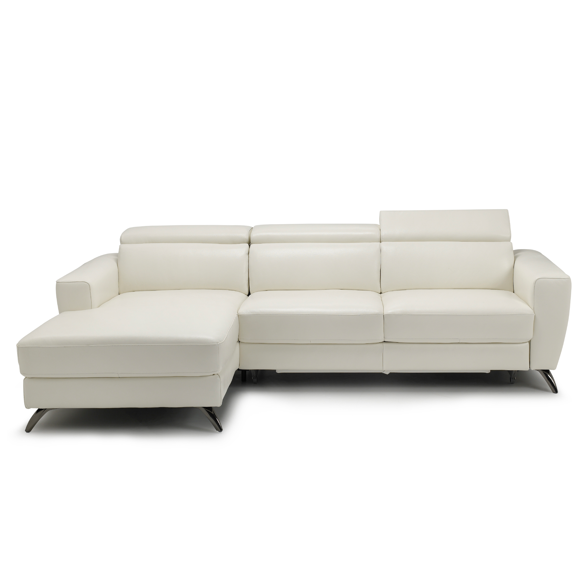 stelvio left facing chaise in white top grain leather floor