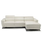 stelvio right facing chaise in white top grain leather floor